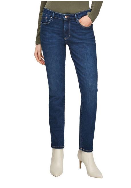 Schmale Jeans in 5-Pocket-Form, mittlere Bundhöhe - dark blue Denim - 40