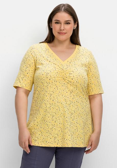 Shirt mit Minimal-Alloverdruck, in leichter A-Linie - gelb gemustert - 40/42