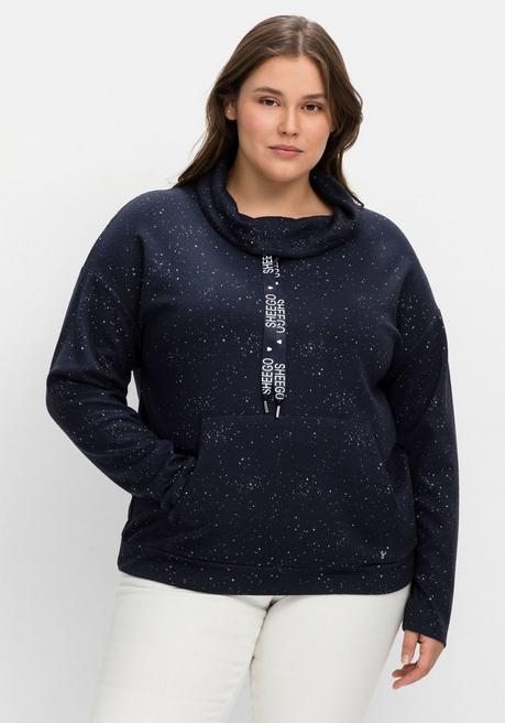 Sweatshirt mit Minimalprint, in Struktur-Qualität - nachtblau-weiß - 40/42