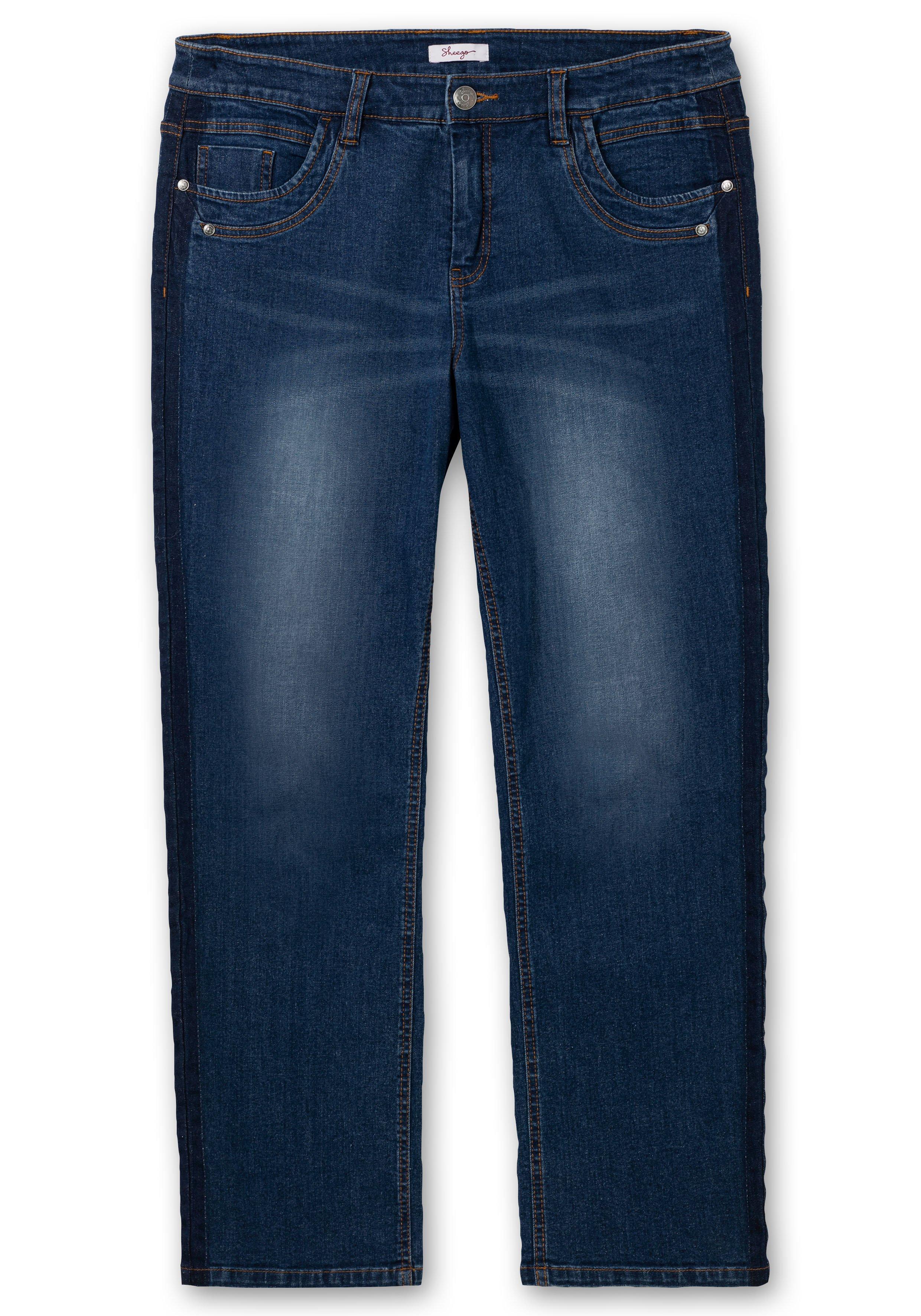 Gerade Jeans mit Denim | Curvy-Schnitt Galonstreifen PIA sheego - blue in