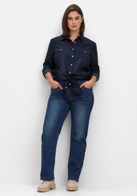 Gerade Jeans in Curvy-Schnitt PIA mit Galonstreifen - blue Denim - 40