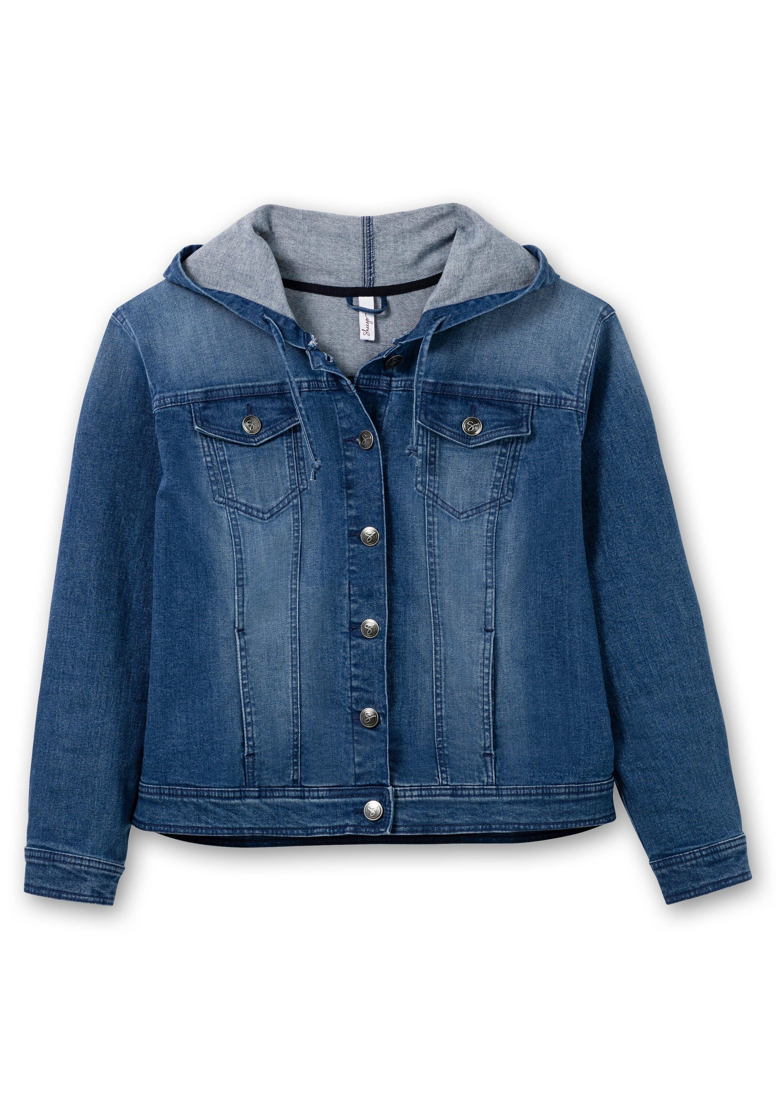 Denim Kurze blue mit Kapuze sheego | Jeansjacke -