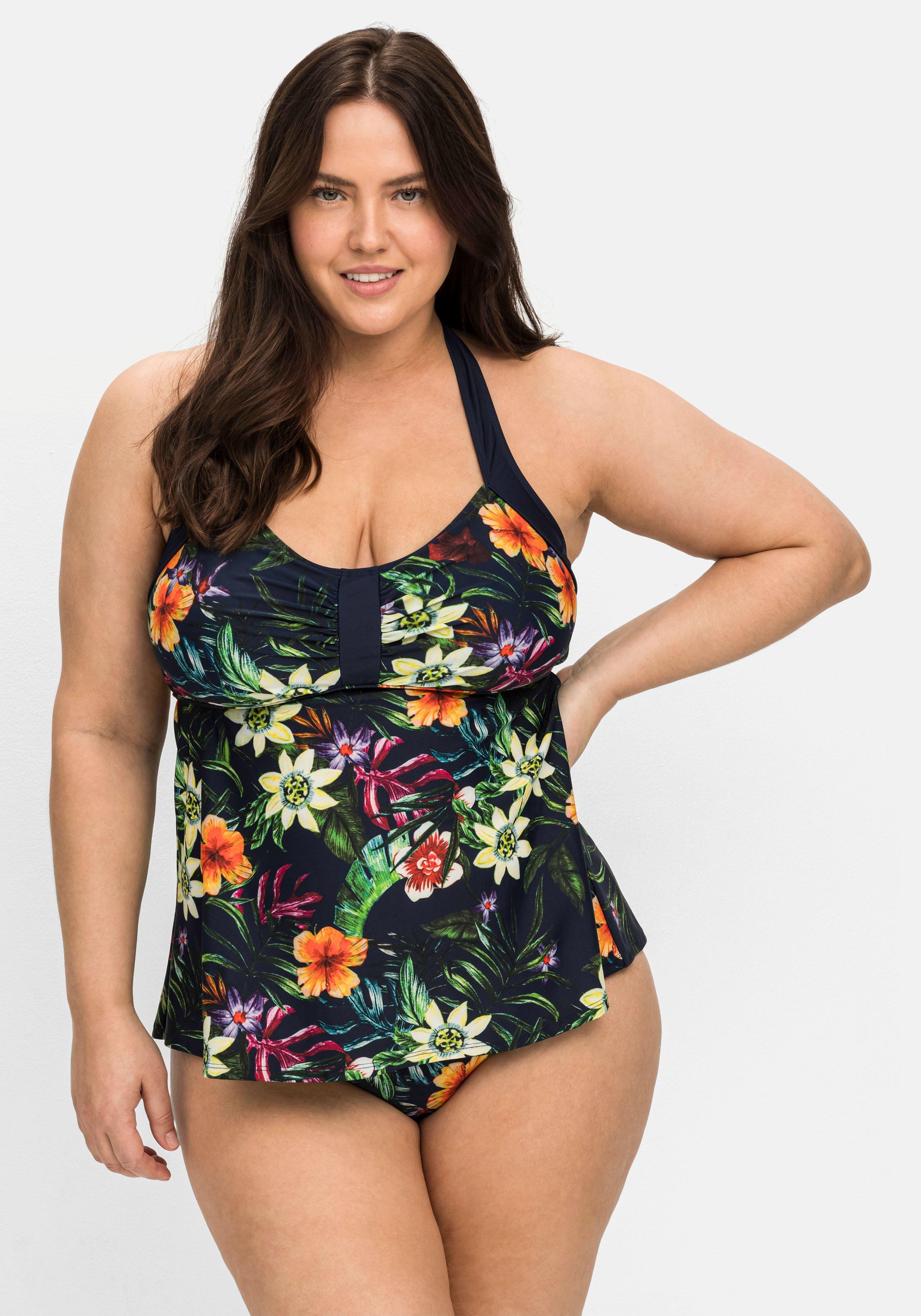 Tankini-Oberteil aus gespleißter Spitze mit Blumenmuster