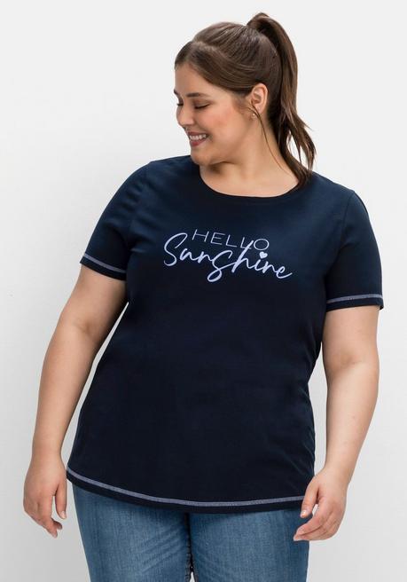 Jerseyshirt mit Wordingprint, leicht tailliert - nachtblau bedruckt - 40/42