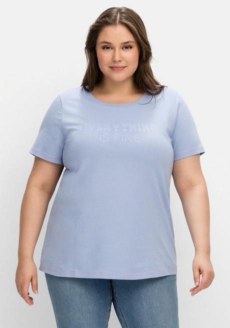 Jerseyshirt mit Wordingprint, leicht tailliert - mittelblau bedruckt - 40/42