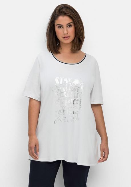 Shirt mit Foliendruck vorn, in leichter A-Form - weiß bedruckt - 40/42