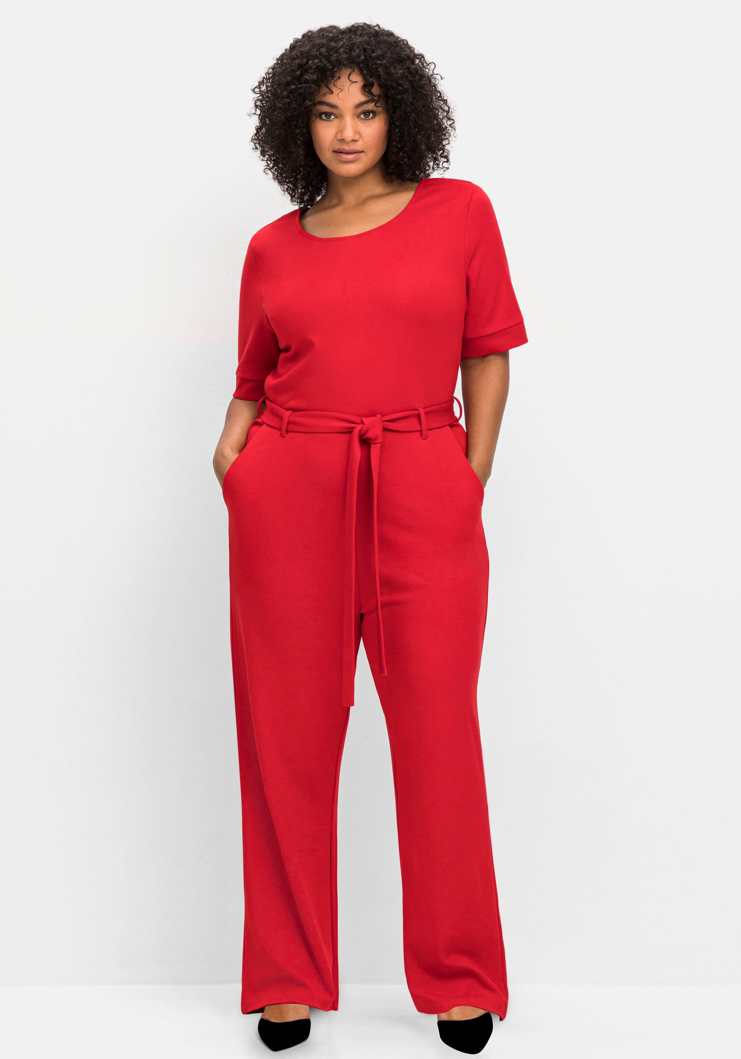 sheego weitem Bindegürtel | und mit Bein rot Jumpsuit -