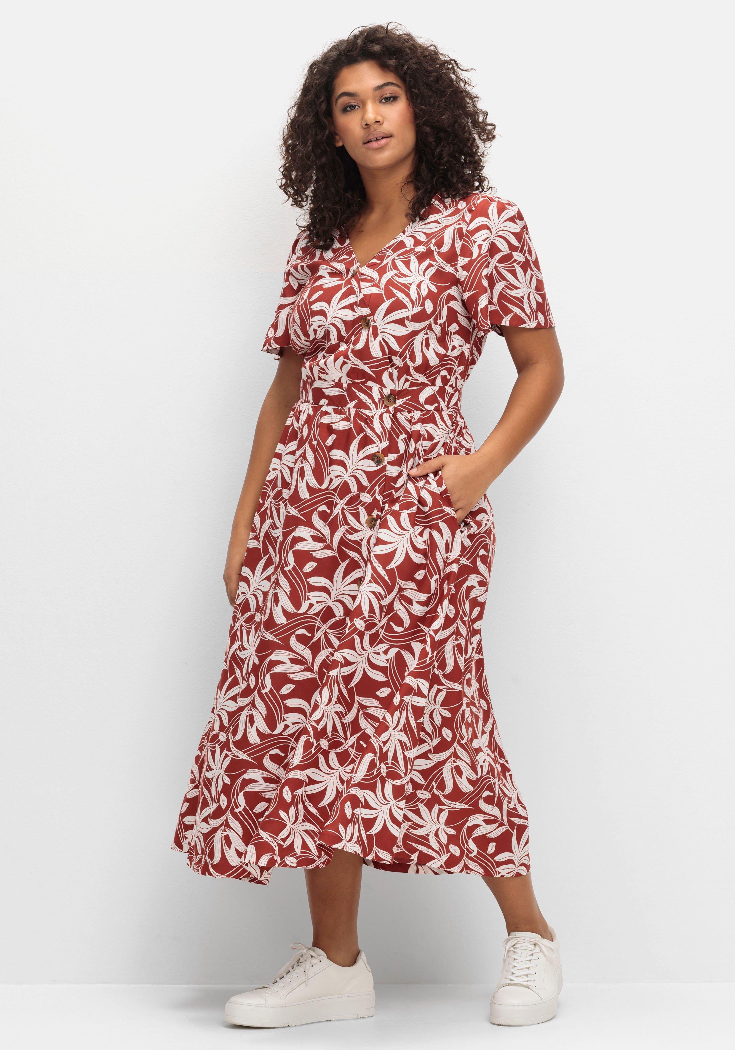 sheego Maxikleid mit Blumen-Alloverprint - rostrot gemustert sheego