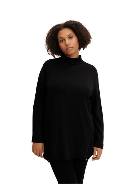 Sweatshirt in Longform mit Zierreißverschluss - schwarz - 44