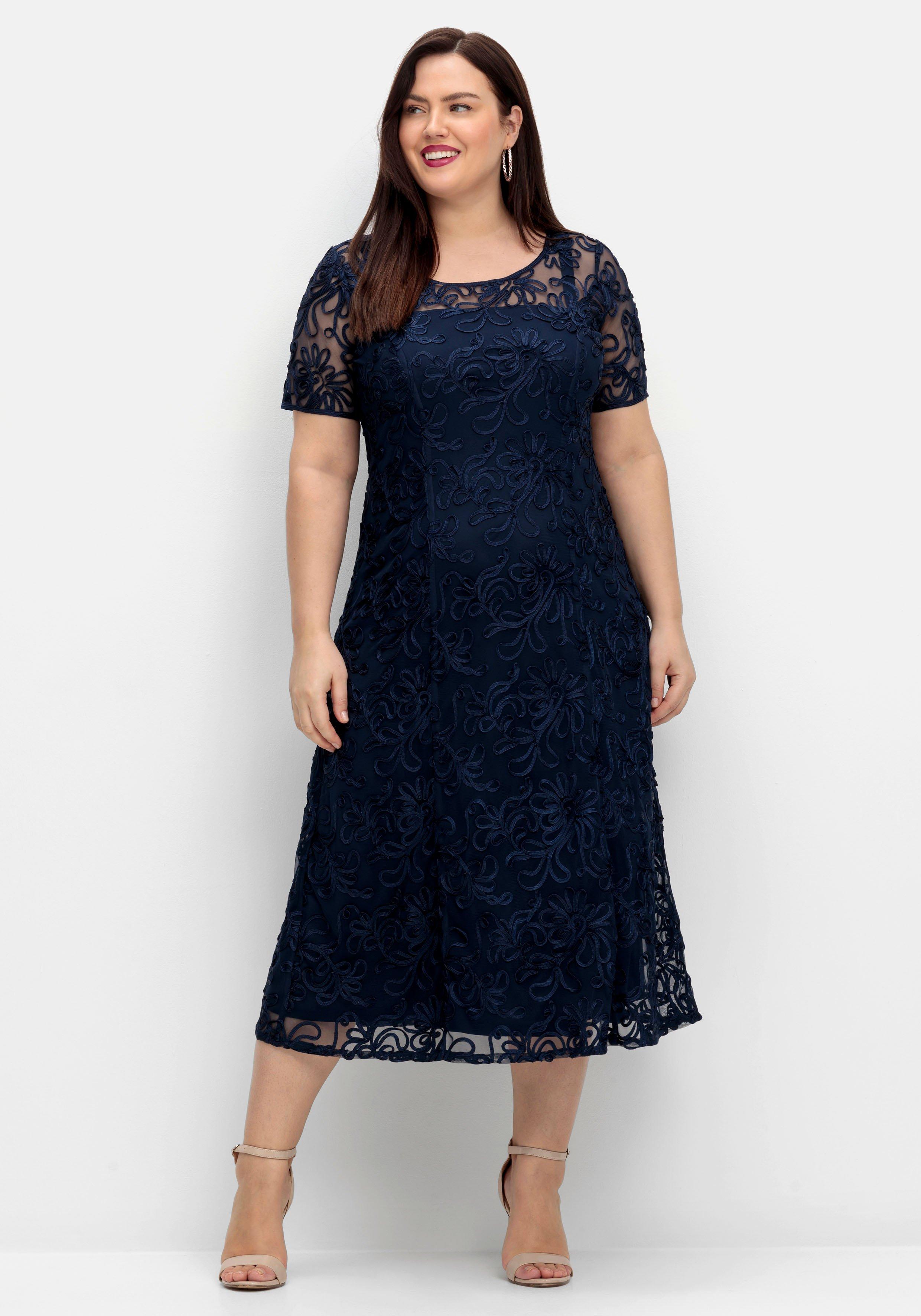 sheego Abendkleid mit dekorativen Zierborten - marine sheego