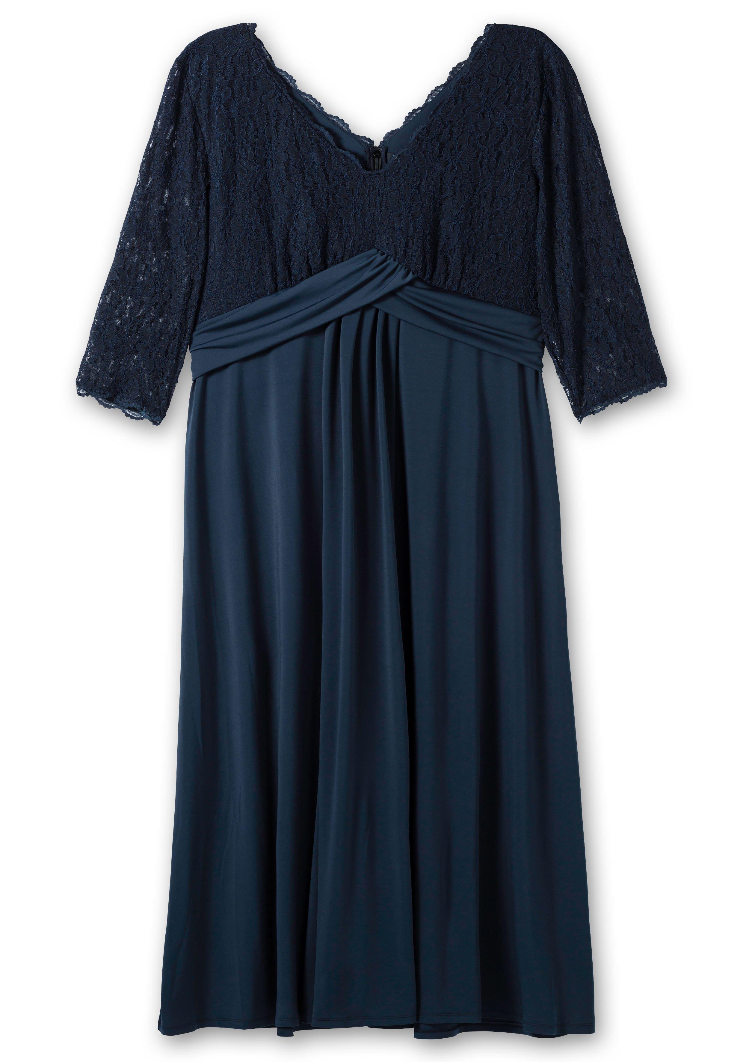 Abendkleid in luftiger, weiter Form mit Bindeband - dunkelblau | sheego | Abendkleider