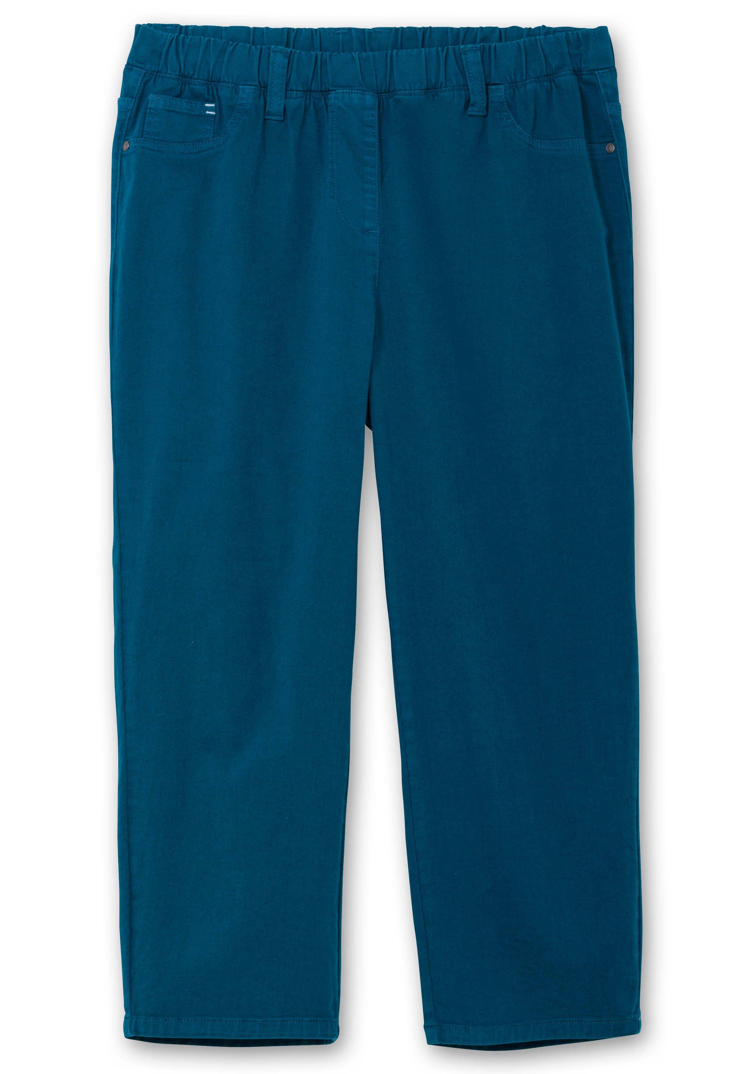 Thumbnail - Sheego Schmale 7/8-Hose mit Gummibund, aus Twill, dunkelpetrol, Gr.56