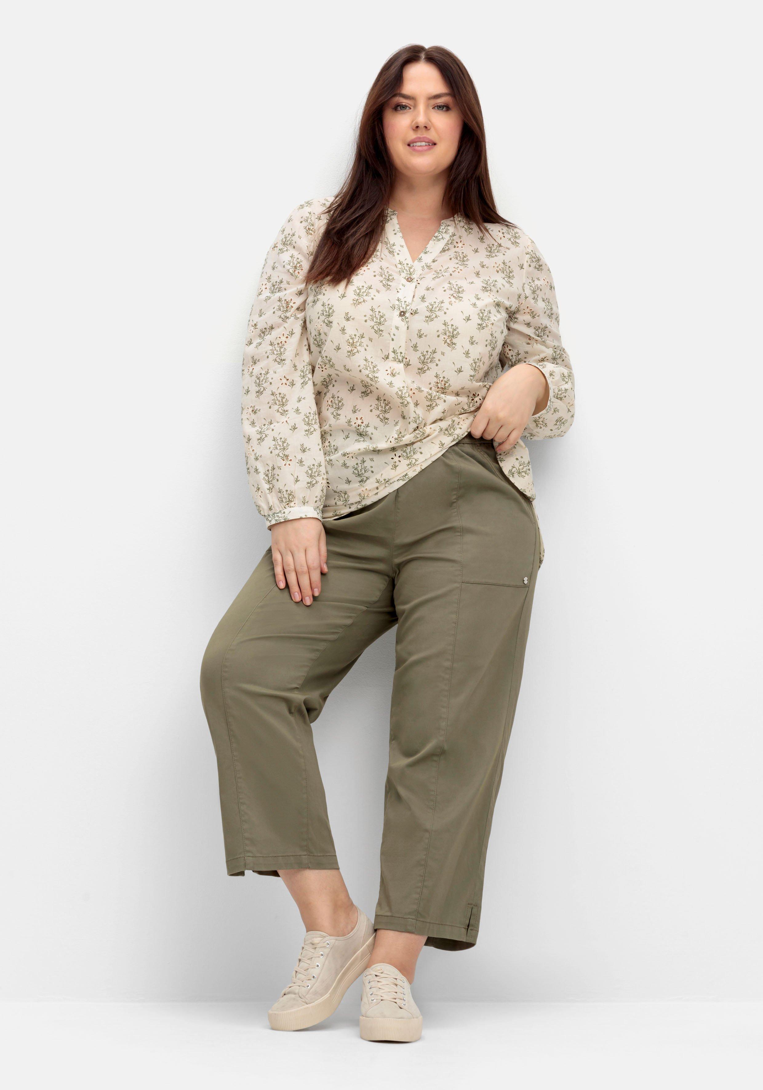 sheego Weite 7/8-Hose mit Gummizugbund - khaki sheego