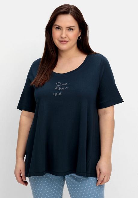 Jerseyshirt in A-Linie, mit Wordingprint - nachtblau - 40/42