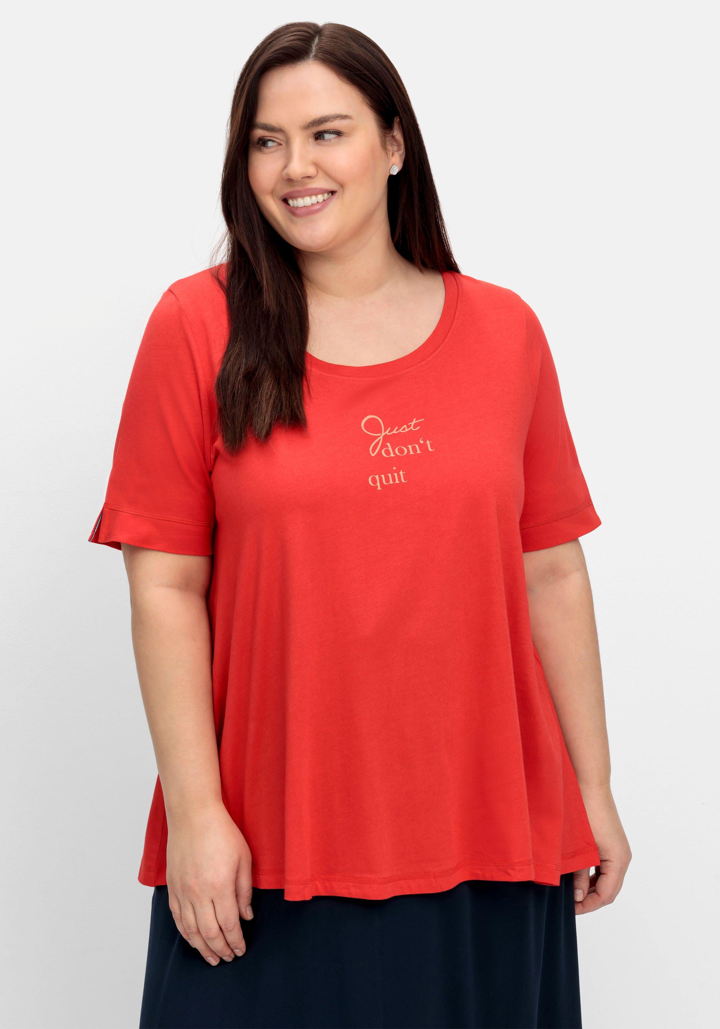 Wordingprint | - rot in sheego A-Linie, Jerseyshirt mit