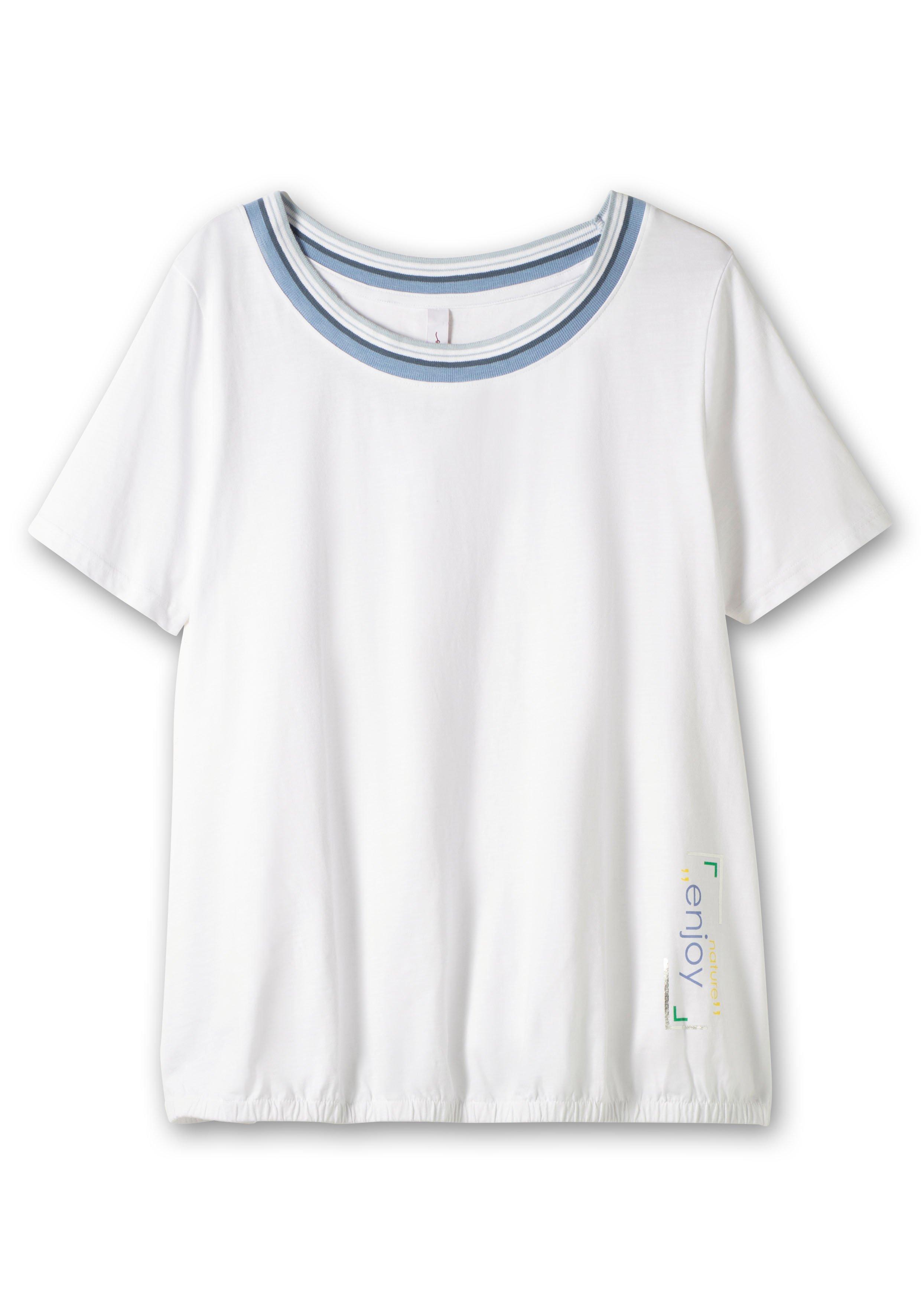 Gummizugbund sheego mit Rippblende Shirt weiß und gestreifter | -