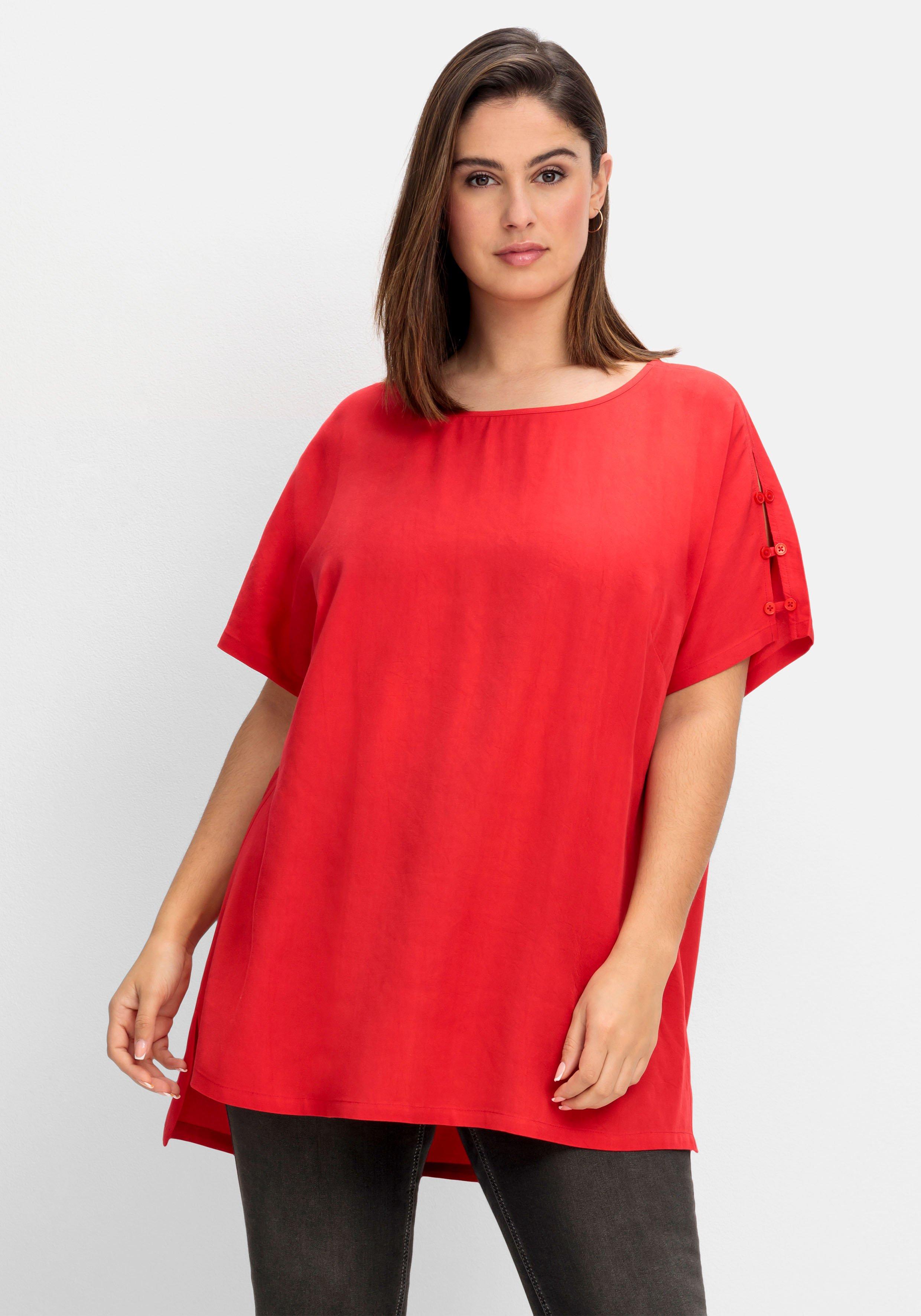 sheego Oversize-Tunika mit geschlitztem Ärmel - rot sheego