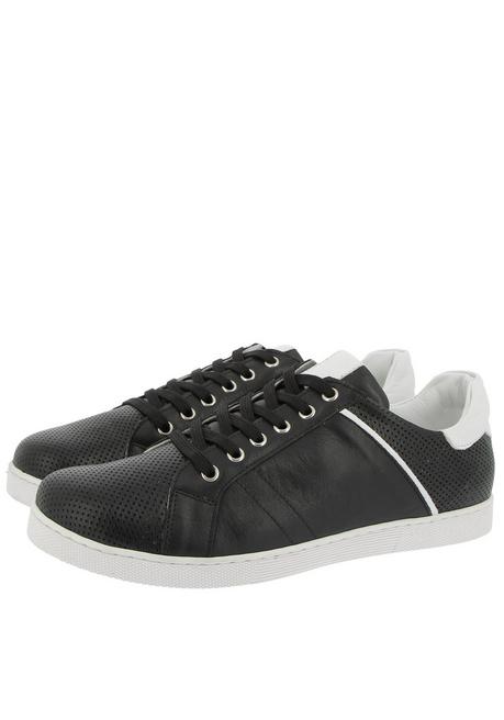 Sneakers mit Kontrastdetails und Wechselfußbett - schwarz-weiß - 40