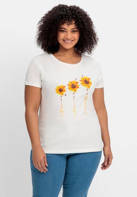 Shirt mit platziertem Blumendruck - offwhite - 40/42