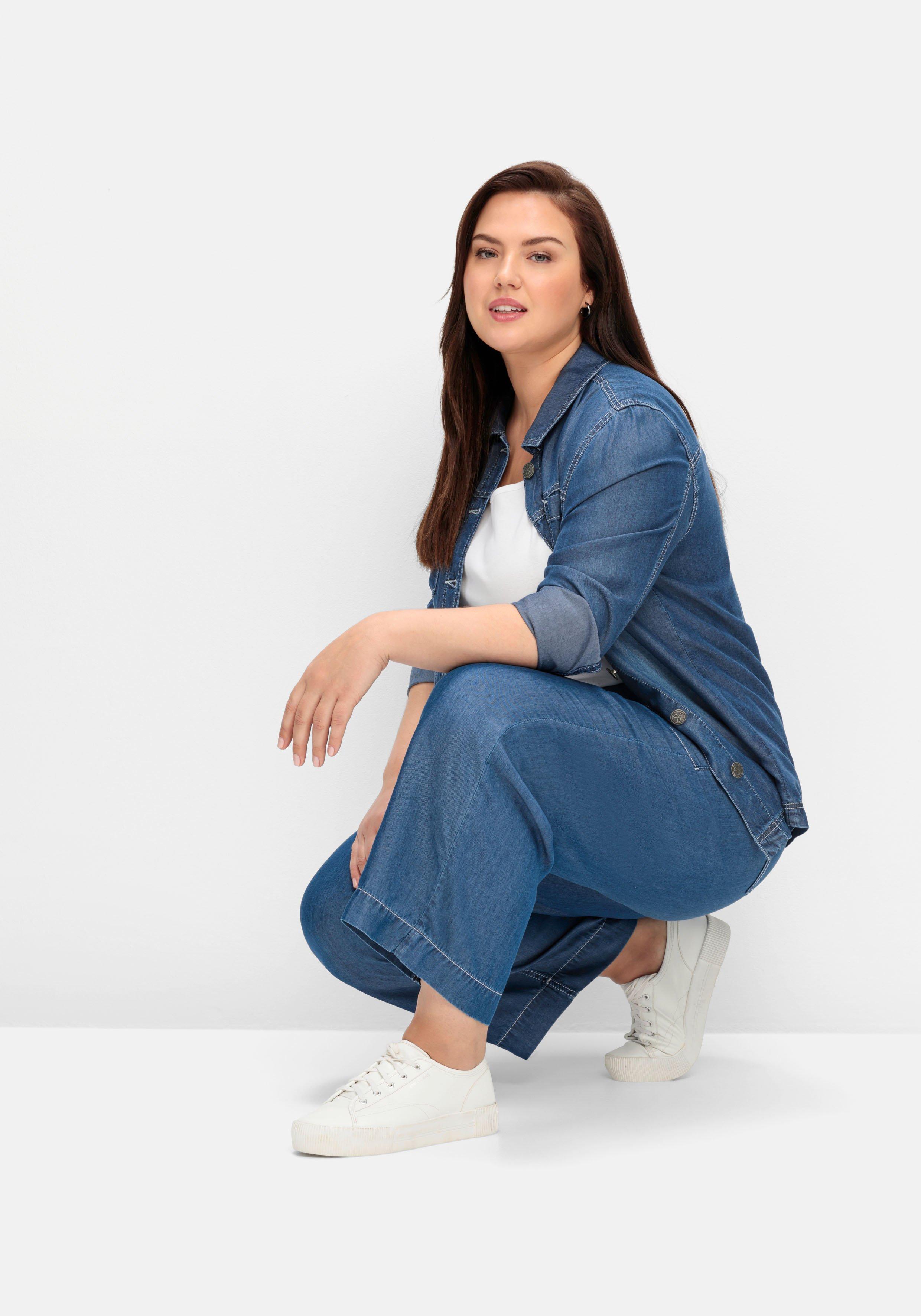 Weite Jeans sheego mit | Lyocell, TENCEL™ aus Denim blue Kontrastnähten 