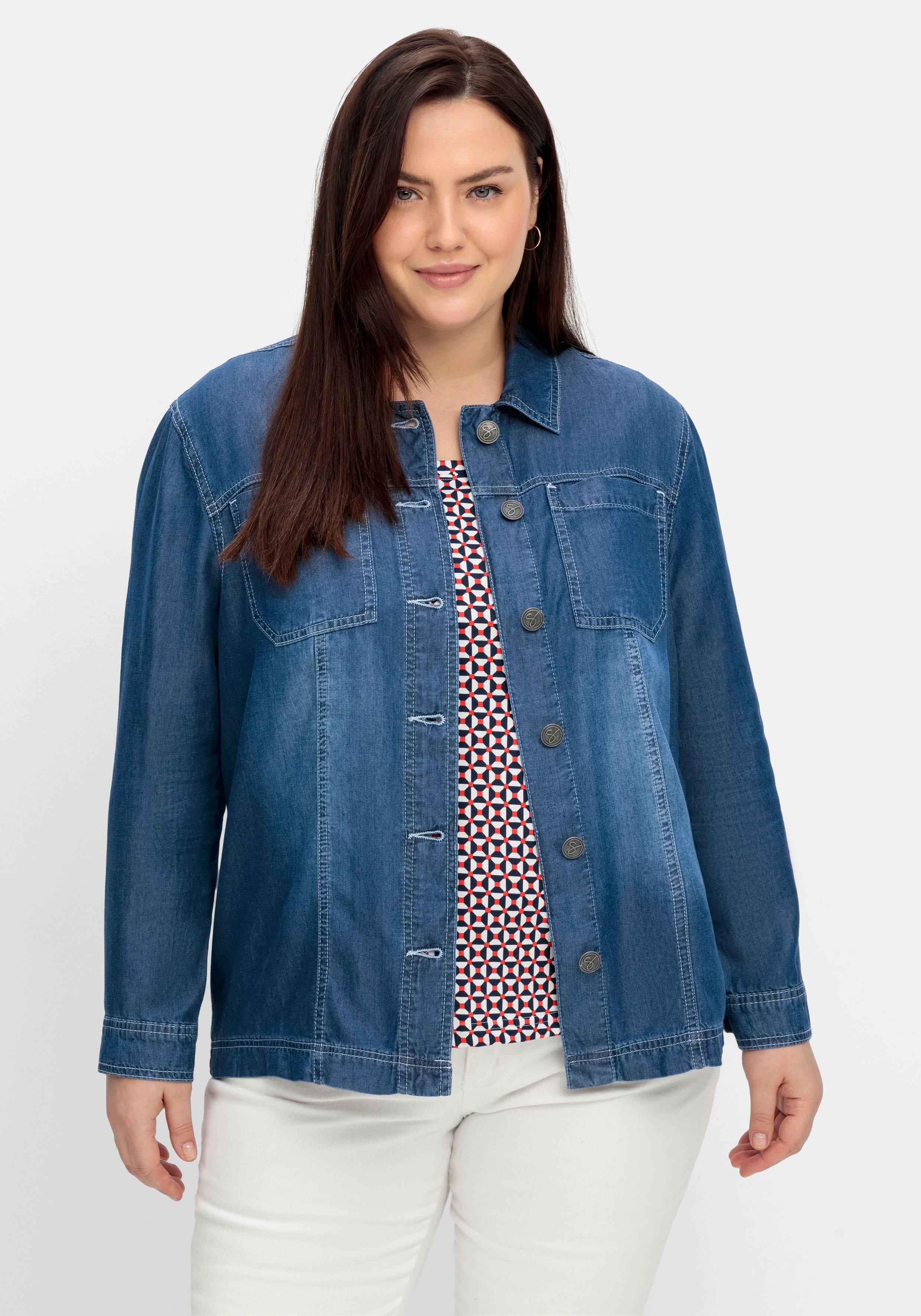 sheego Hemdjacke in Jeans-Optik, aus TENCEL™ Lyocell - blue Denim sheego