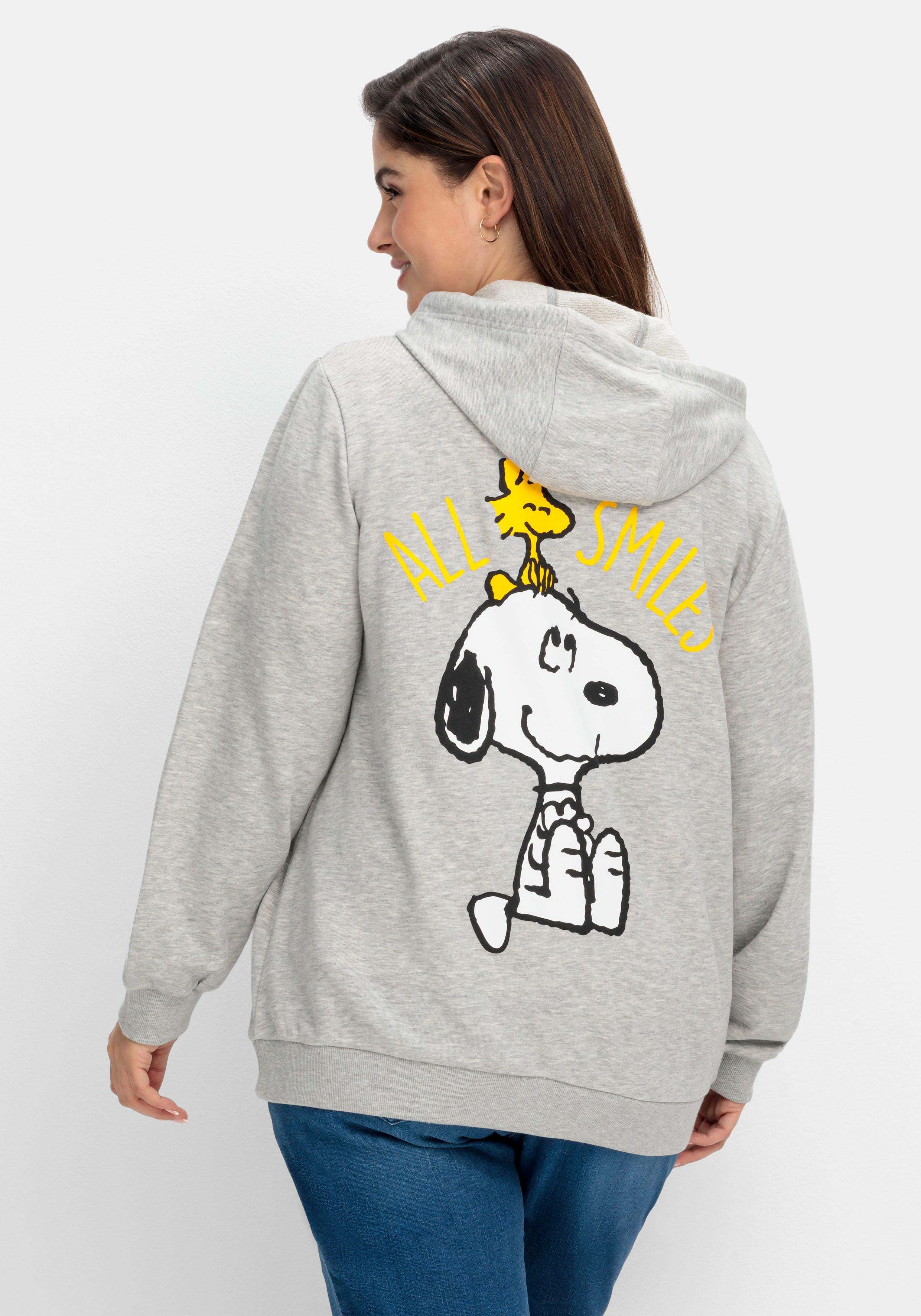 Kapuzen-Sweatjacke mit sheego meliert | grau Snoopy-Print 