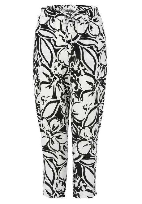 Hose aus Viskose, mit abstraktem Blumenprint - schwarz gemustert - 42