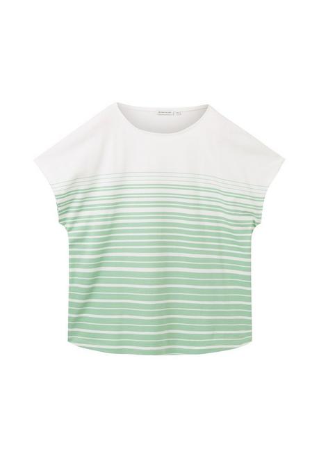 T-Shirt mit Streifen, aus reiner Baumwolle - grün bedruckt - 44