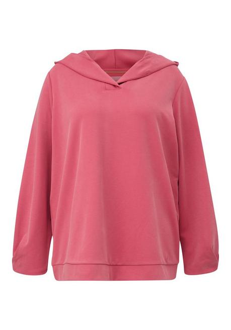 Kapuzensweatshirt mit V-Ausschnitt, aus festem Twill - pink - 44
