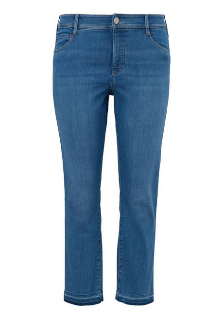 Slim Jeans in verkürzter Form, mit offenem Saum - light blue Denim - 44