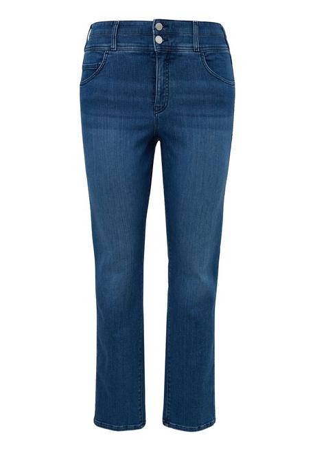 Schmale Ankle-Jeans mit High-Waist-Bund - blue Denim - 44