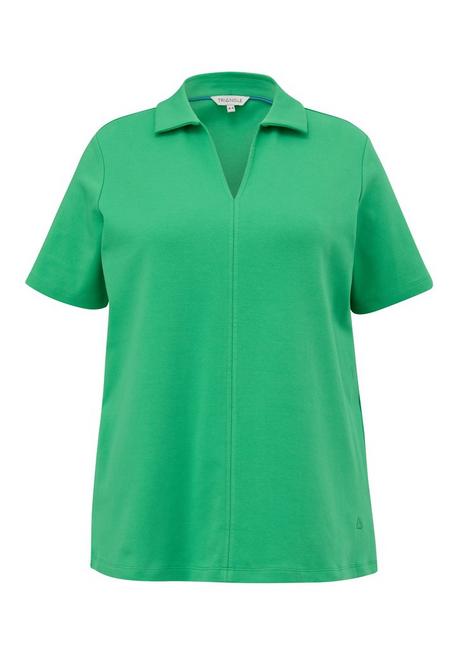 Shirt mit V-Ausschnitt und Polokragen - grün - 44