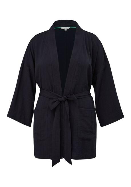 Jacke im Kimono-Stil mit Bindegürtel - nachtblau - 44
