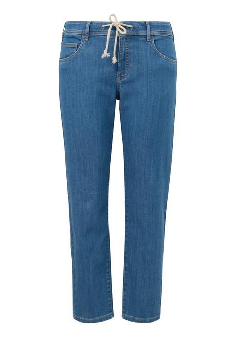 Schmale Jeans mit Tunnelzug und Kordel am Bund - blue Denim - 44