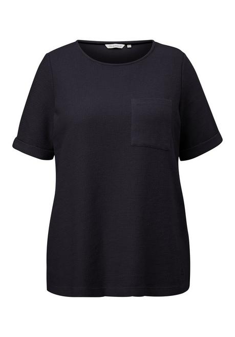 Shirt aus Waffelpiqué, mit Brusttasche - nachtblau - 44