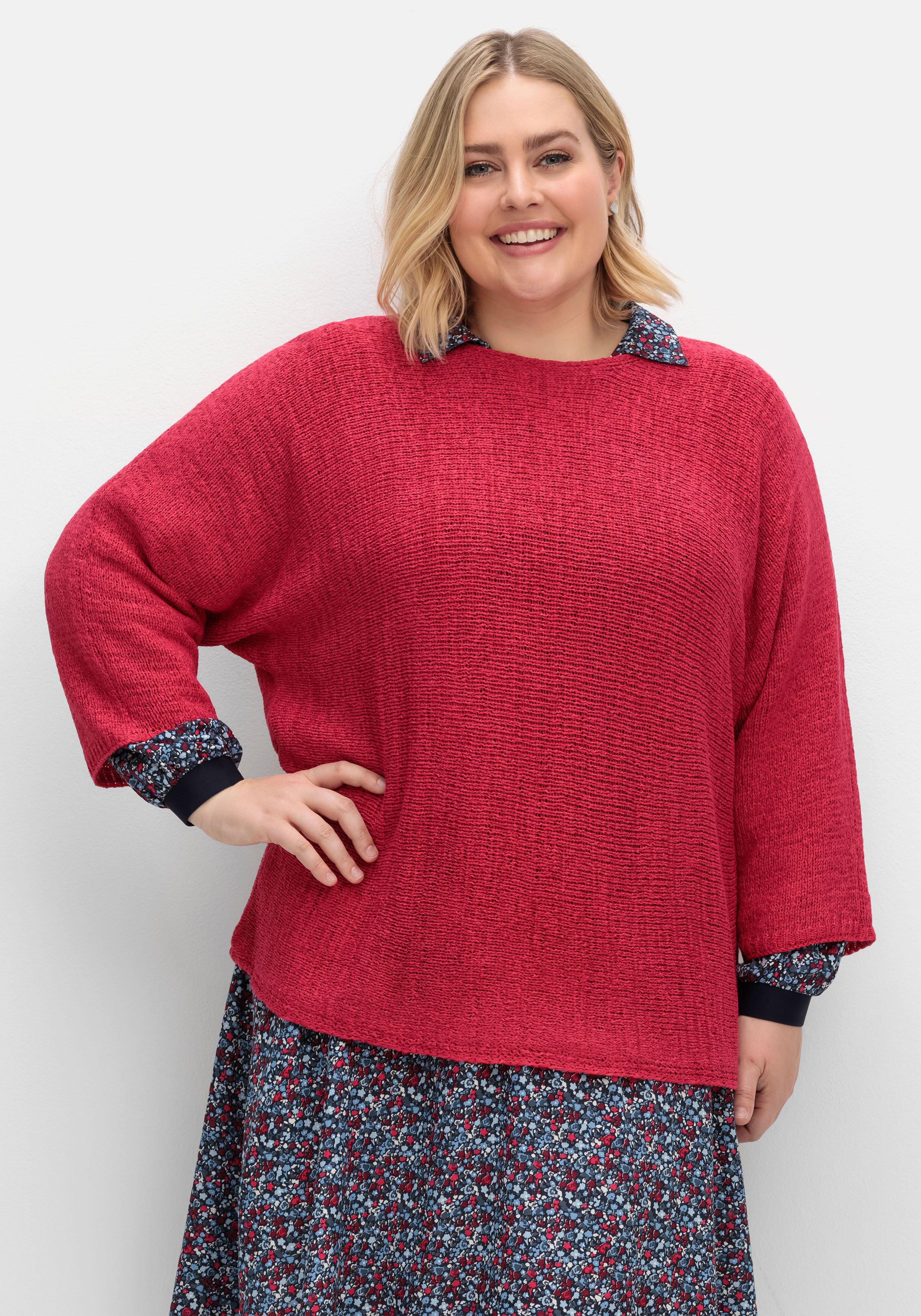 sheego Oversized-Pullover mit 3/4-Arm, aus Bändchengarn - orchidee sheego