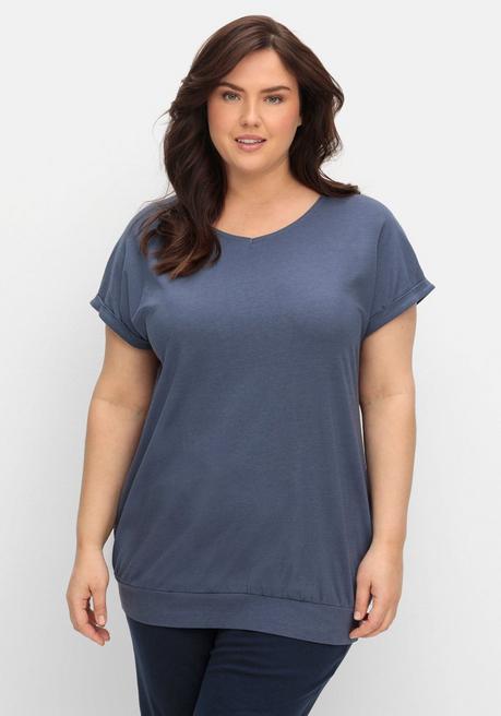 Oversized-Shirt mit elastischem Saumbund - indigo - 40/42