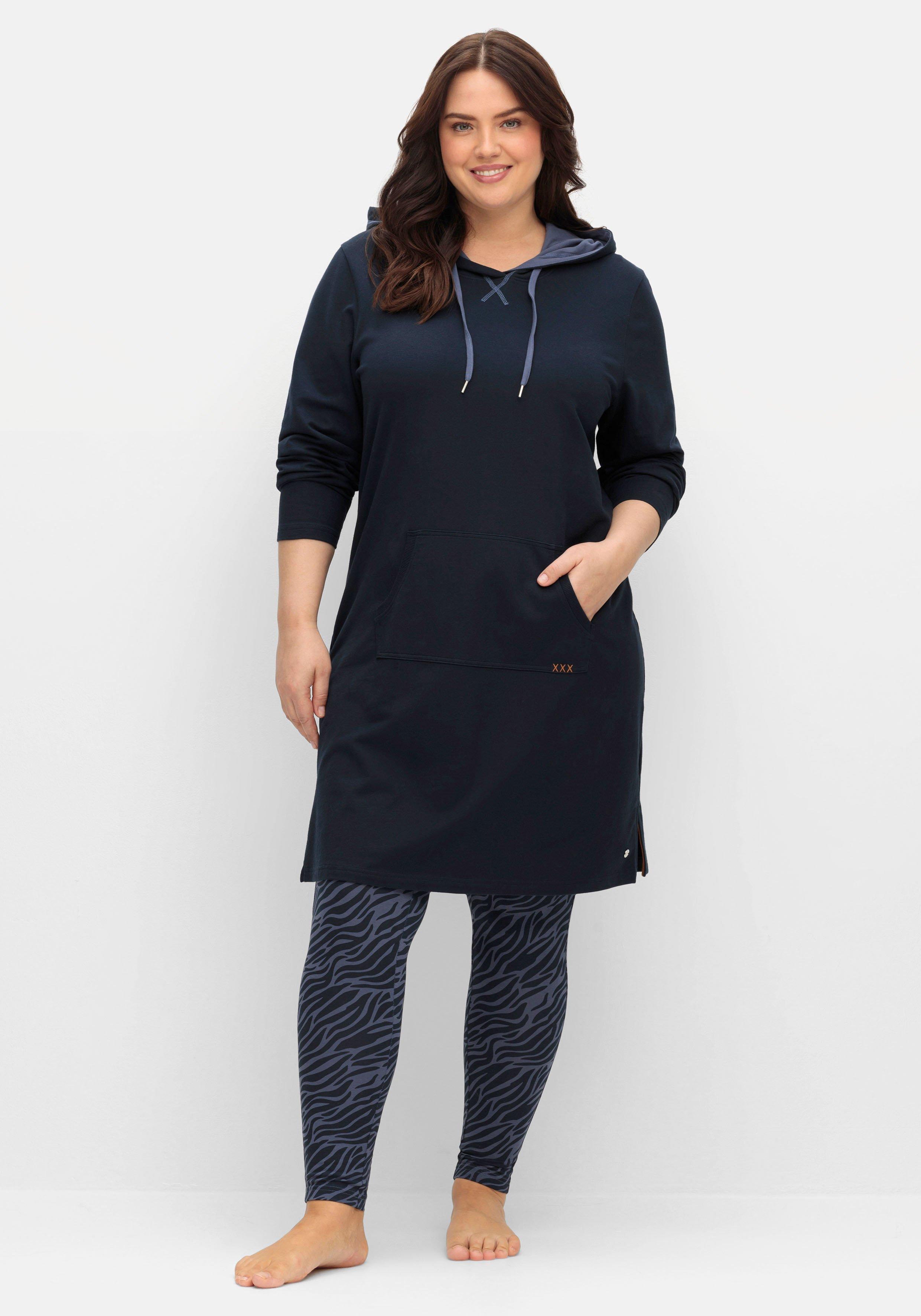 sheego Sweatkleid mit Kapuze und Kängurutasche - nachtblau sheego