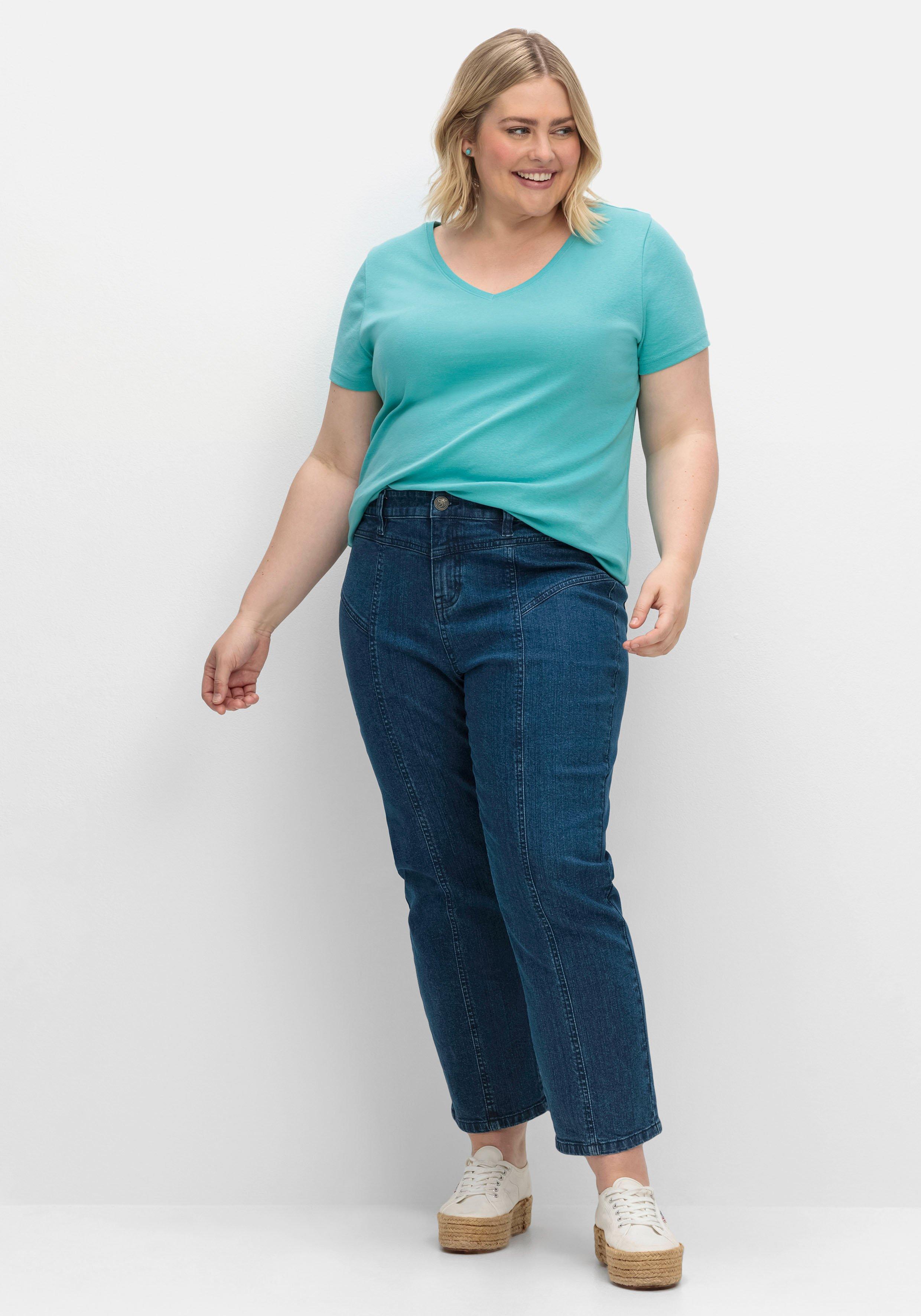 sheego Gerade Jeans in Curvy-Schnitt PIA, knöchelfreier Länge - blue Denim sheego