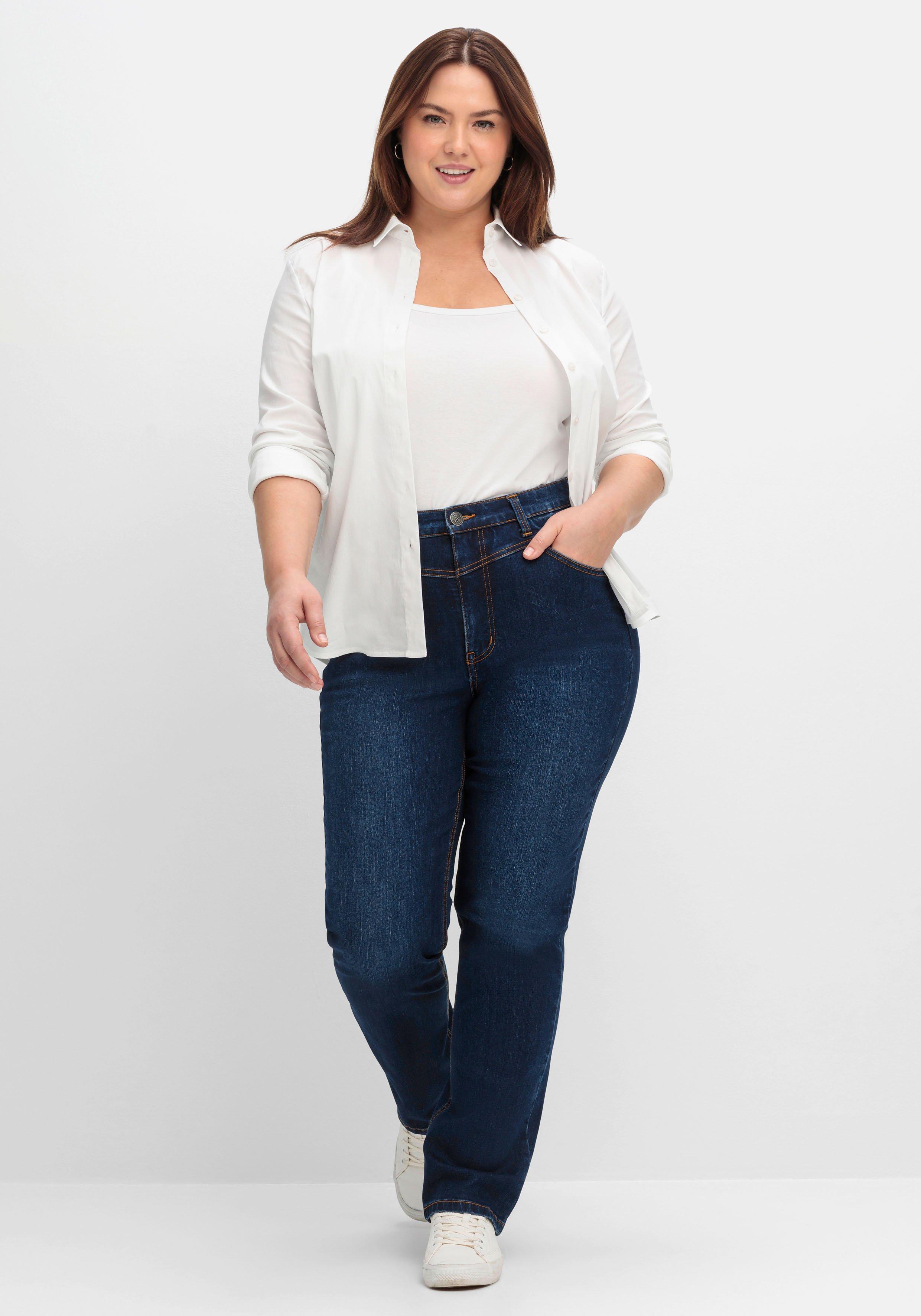 sheego Gerade Jeans mit Shaping-Einsatz - dark blue Denim sheego