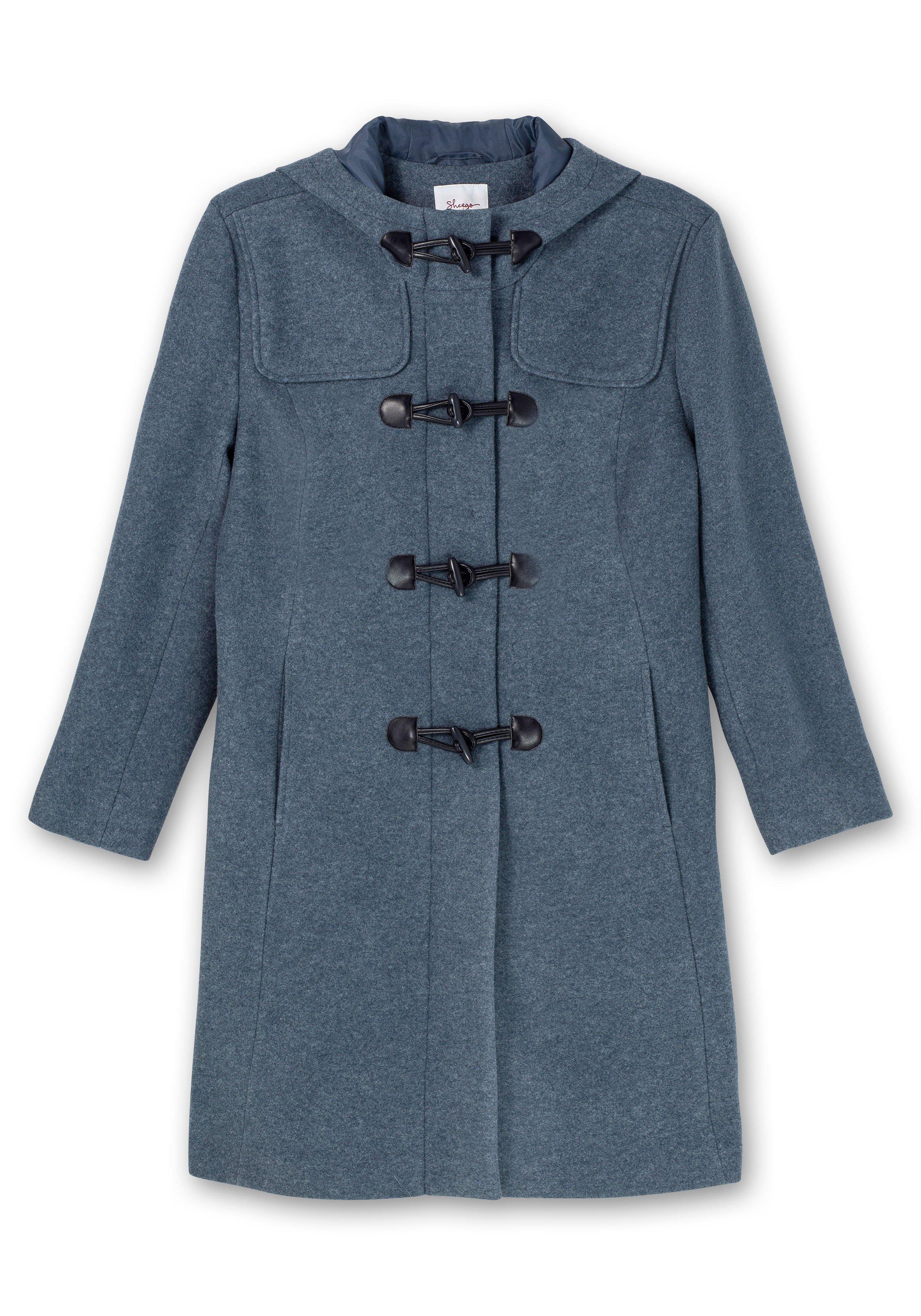 Dufflecoat mit Wollanteil sheego und Kapuze - taubenblau 