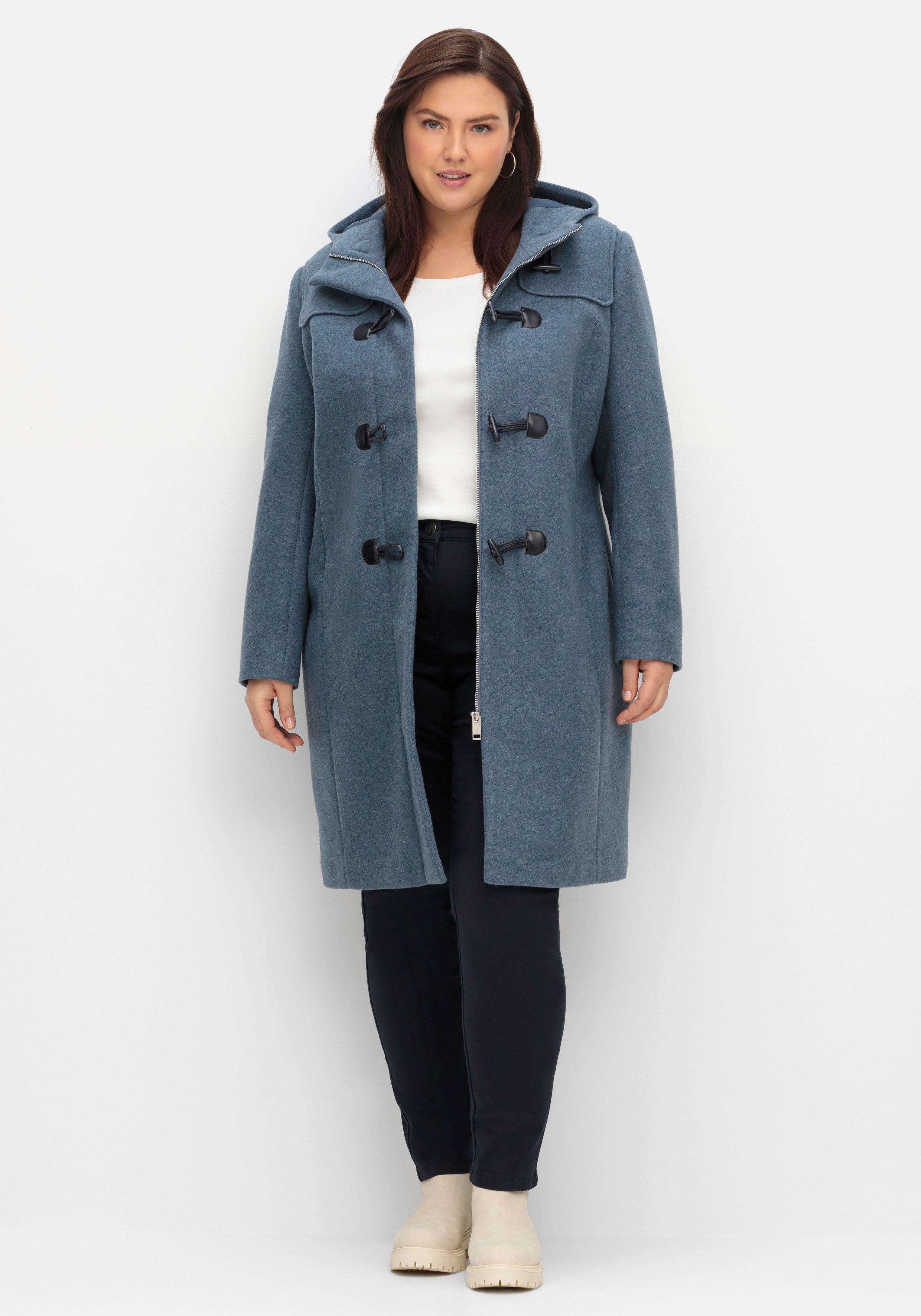 Dufflecoat mit Wollanteil | Kapuze - taubenblau sheego und