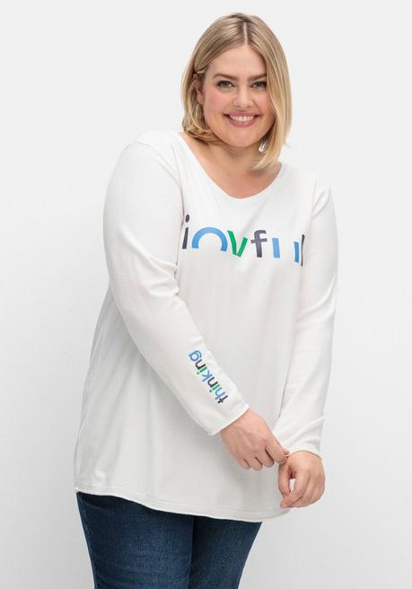 Pullover mit Wordingprint, in A-Linie - offwhite - 44/46