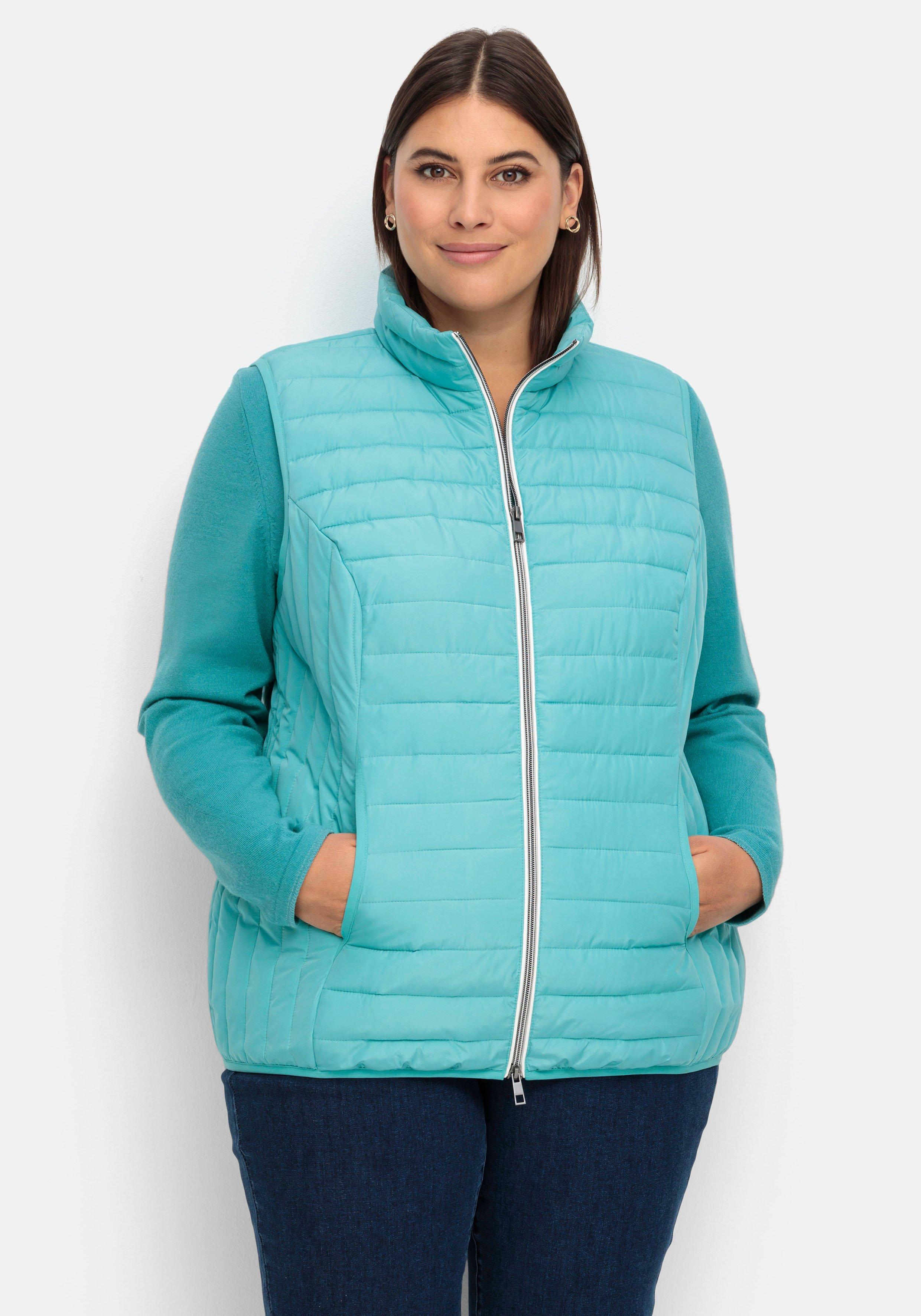 sheego Leicht wattierte Steppweste mit 2-Wege-Zipper - aqua sheego