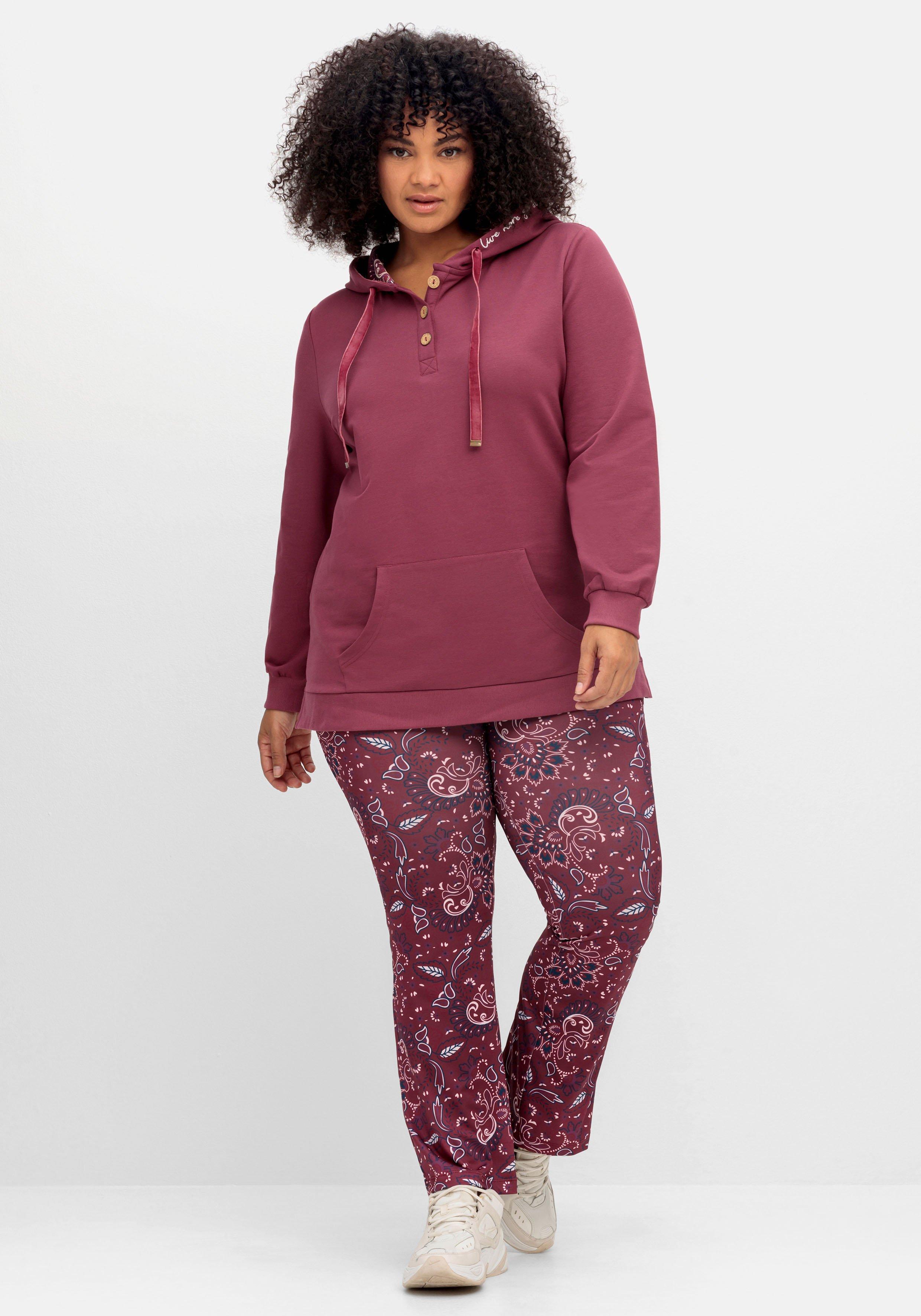 sheego by Joe Browns Bequeme Hose mit Paisleyprint und Bootcutform - weinrot gemustert sheego