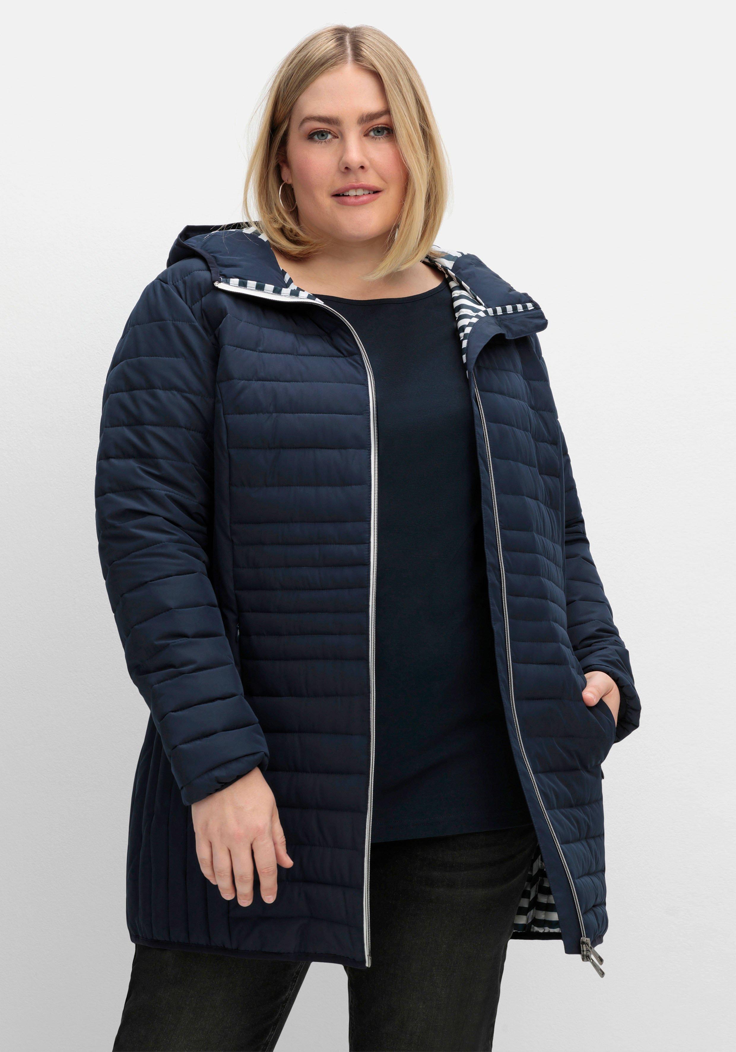 sheego Leicht wattierte Longsteppjacke mit Kapuze - nachtblau sheego