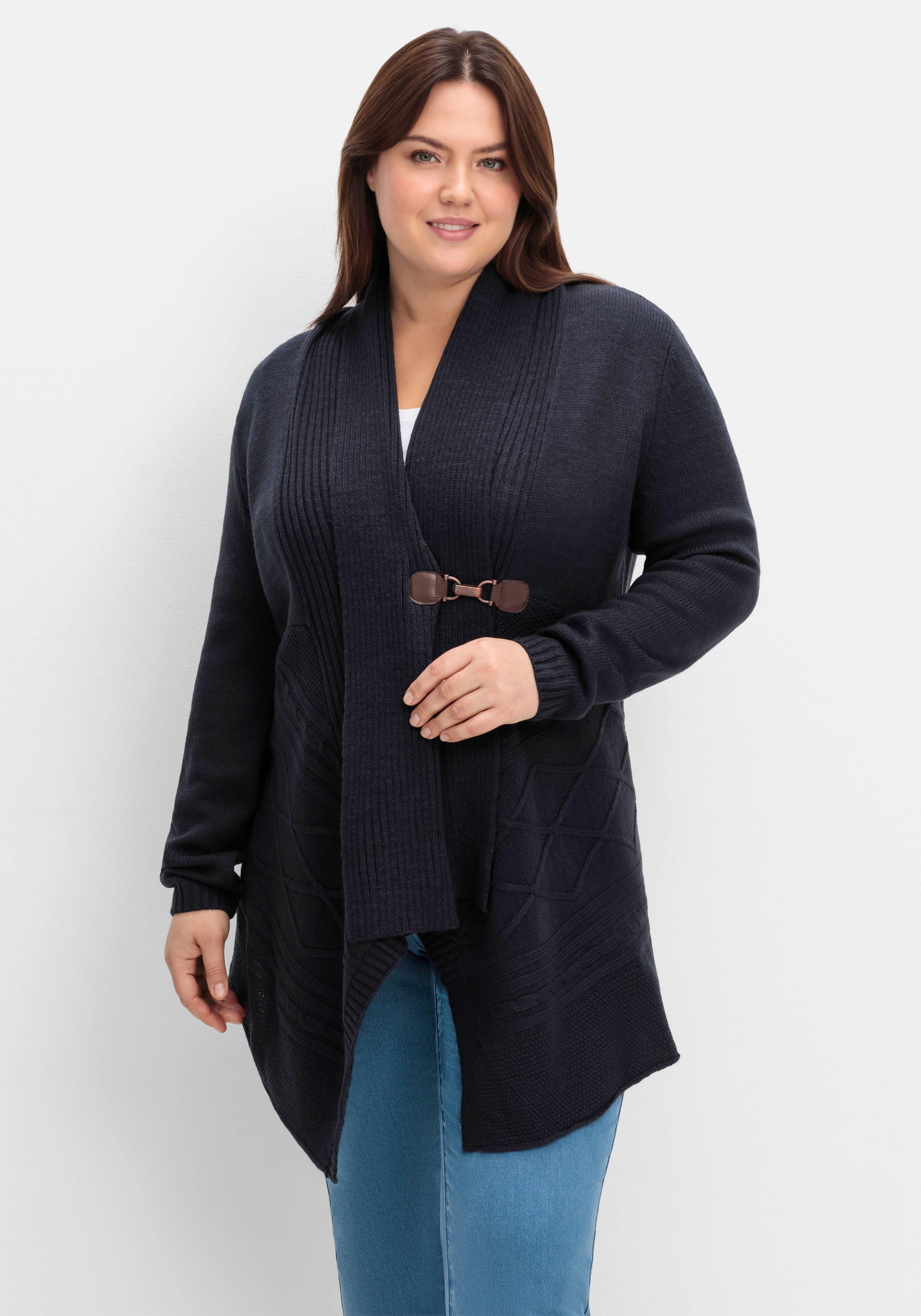 sheego by Joe Browns Longstrickjacke mit Schalkragen und Zipfelsaum - tiefblau sheego