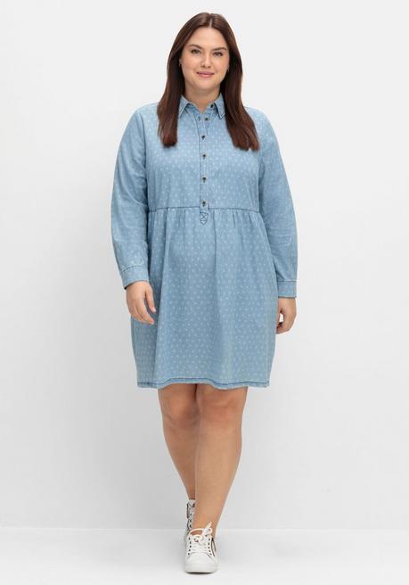 Kurzes Jeanskleid mit grafischem Print und Taschen - light blue Denim - 40