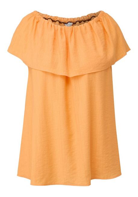 Ärmellose Bluse mit Carmenausschnitt - orange - 44