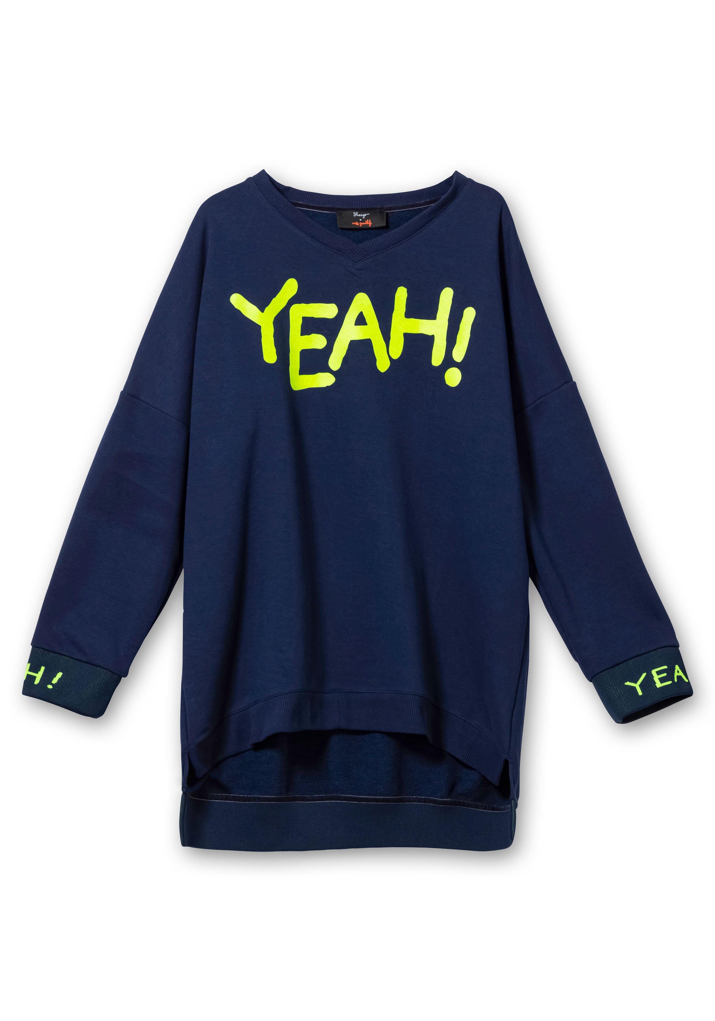 Oversize-Sweatshirt mit sheego | bedruckt - Statement-Frontdruck dunkelblau